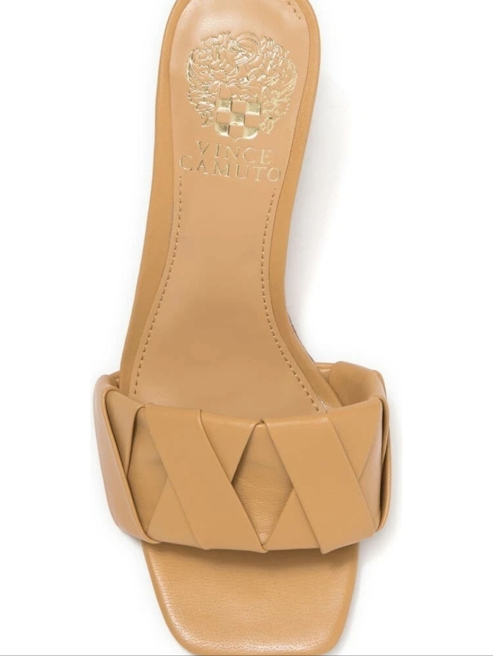 🆕🌹Endonta Pintucked Braided Leather Stiletto Sandal VINCE CAMUTO leche/bone 7 - Picture 3 of 8